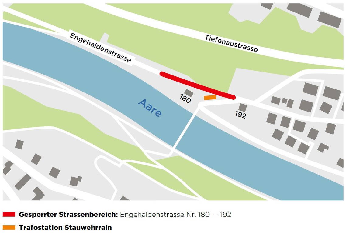 Kartenansicht des gesperrten Strassenbereichs